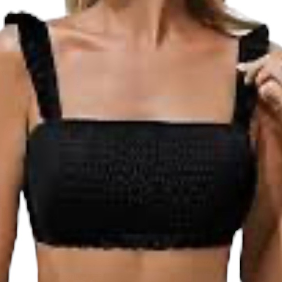 NWT CUPSHE Women's Bikini Top Size XXL Black Ruffle Swimsuit Top - Picture 1 of 13